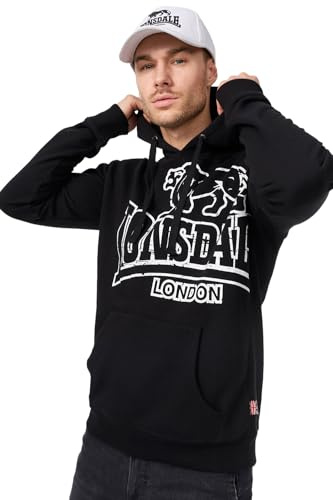 Lonsdale London Tadley Uomo Felpa con Cappuccio Nero 60% Cotone, 40% Poliestere Regular