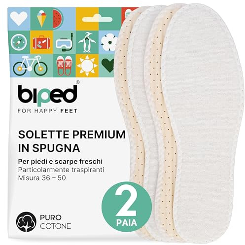 biped 2 pares de plantillas de rizo 100% algodón y látex blando amortiguador - Plantillas contra el mal olor y las bacterias z1016