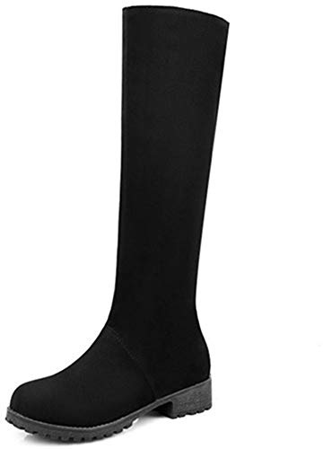 Onewus Botas planas de caña larga para mujer, Negro , 41 EU
