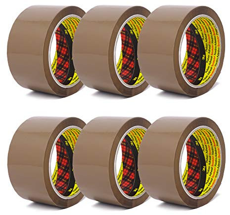 3M Scotch Paketklebeband 305 PP, geräuscharm abrollend, zum Verpacken, Verpackungsklebeband in 3M-Qualität, 66m x 50mm, Paketband (6 Rollen - braun)