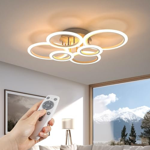 RUYI 72W Moderne Deckenleuchte, Φ80cm LED Wohnzimmerlampe Dimmbar mit Fernbedienung Farbwechsel 2800K-7000K Helligkeit Einstellbar, mit Memory Funktion, Wohnzimmer Deckenlampe Schlafzimmerlampe Küche