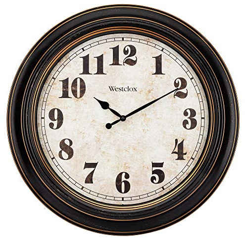 Westclox Traditional Large Wall Clock Battery-Operated Clock for Living Room, Bedroom, Office | Ideal Housewarming Gift (20 Inch, Rustwood)