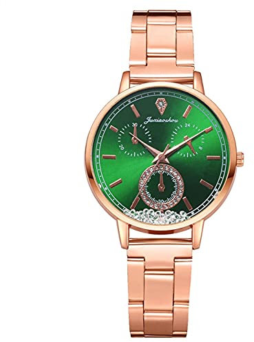 Ainiyo Uhr Damen Armbanduhr Damenuhren Quarzuhr Watch für Frauen Damen, Damen Gürteluhr Luxus Roségold Border Uhren Damen Casual Uhr Mädchenuhr Damenuhr Grün
