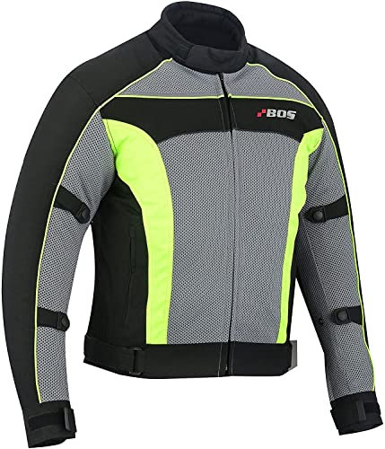 BOSmoto Motorrad Sommer Jacke herren mit protektoren, Airmesh motorradjacke (XXXXL, Neon Grün)