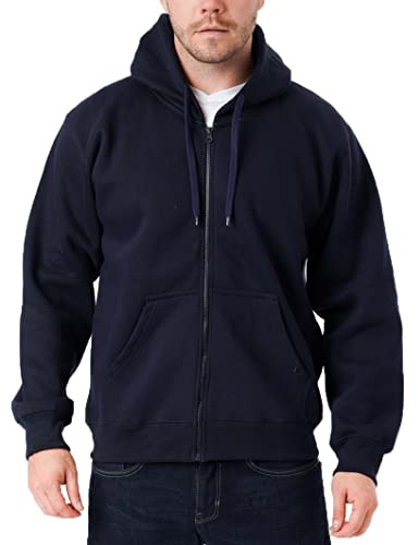 LABEL APPAREL Men’s Zip Up Hoodie 300GSM Fleece – Plain Full Zip Hooded Sweatshirt Warm Casual Jacket (UK, Alpha, M, Regular, Regular, Navy)