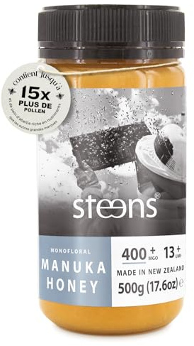 Steens Manuka Honey - MGO 400+ - Pure & Raw 100% Certified UMF 13+ Manuka Honey - Bottled and Sealed in New Zealand - 500g