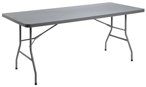 Solycarpa Mesa Rectangular 180 x 76 Cm con Patas Plegables de Exterior, Jardín, Catering, Hostelería y Eventos. Auxiliar para Comedor y Camping. Fácil de Transportar, Portátil y de PVC.