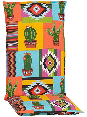 NYVI Hochlehner Auflagen Piemont 4er Set - 118x46x8 cm Mexiko - Extra Starker 8cm Sitzpolster - Gartenmöbel Auflagen mit Halteband & Bindebändern