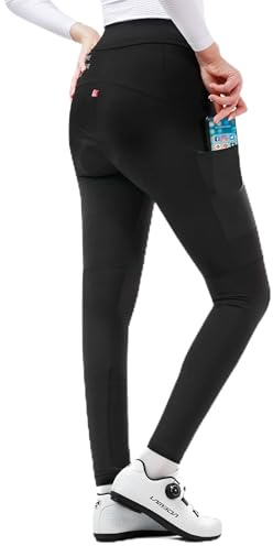 INBIKE Pantalon de Cycliste Femme Hiver Chaud Velo Rembourré Legging Cyclisme VTT Cuissards Long Vetement Short Collant Culote Route Sport Noir L