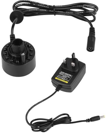 Jasfyee Ultrasonic Atomizer, Fountain Pond Ultrasonic Atomizer with 12 LED Lights, 500 ML/H Fountain Mist Maker with 24 V Adapter for Fountain Pond Bonsai Rockery Sink