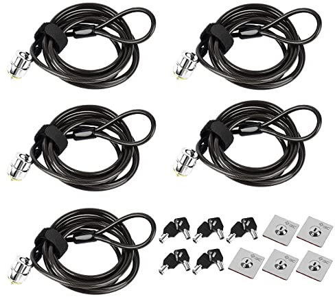 I3C Laptop Lock, Combination Security Lock Cable with Keys and Anchor Plate, Anti Theft Lock for compatible with Business Electronics, Monitors, Tablets (5 Set)