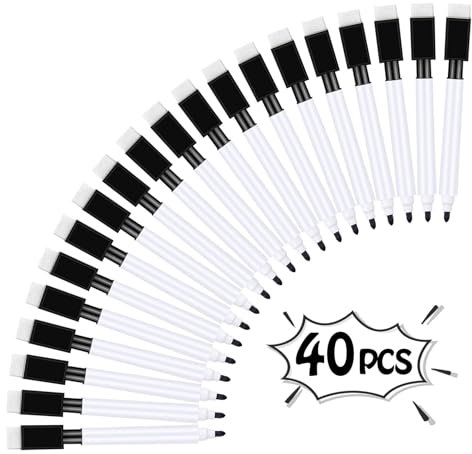 SCBOY 40 Stück Whiteboard Stifte Dry Erase Fine Tip Folienstift Abwischbar Und Dry Erase Für Büro Schule Zuhause