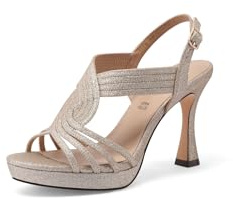 QUEEN HELENA Sandali Eleganti con Strass con Tacco Alto Donna S2864 (Oro, Sistema Taglie Calzature EU, Adulto, Donna, Numero, Media, 37)