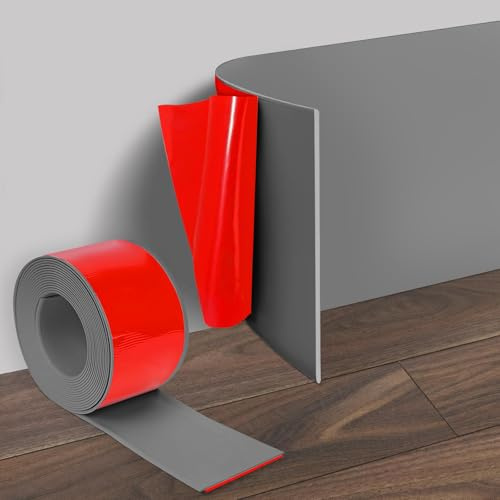 Zócalo autoadhesivo, PVC suave de 10 metros, ancho de 10 cm, rodapié flexible, moldura flexible, fácil de cortar, zócalo plano para salón, baño, cocina, gris