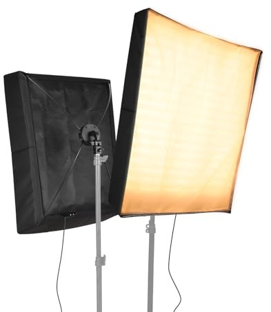 Andoer Lampe vidéo LED pliable 40 x 60 cm Kit d'éclairage pour photographie Panneau LED Flexible 70W Dimmable 3000K-6500K avec Télécommande Softbox pour Youtube TikTok
