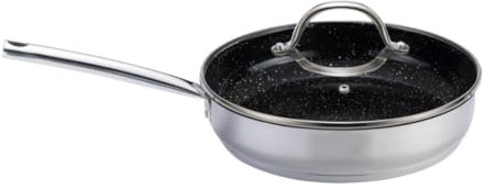 Venteo Sauteuse avec couvercle en inox KITCHENPRO Revêtement céramique antiadhésif - Adaptée à tous les feux induction/vitro céramique/électricité/gaz - Différentes tailles 24/28cm