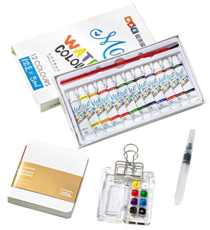 Tragbares Mini-Aquarell-Paletten-Set, tragbare Skizzenbuch-Palette 8/15, Mini mit Reise-Farbpaletten-Clip, T-Aquarell