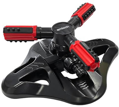 Amtech - Rotating Garden Sprinkler with 3 Settings for Personalised Water Coverage, Quick Set Up, Easy to Use, Includes Two Connectors for Linking Sprinklers and Accessories