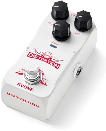 RVONE Pedal de distorsión de alta ganancia para guitarra eléctrica, pedal de guitarra de aluminio, pedal de efectos de guitarra analógica para escenario compacto y pedal de estudio, True Bypass