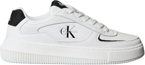 Calvin Klein Donna Sneakers con Suola Preformata Chunky Low Suola Spessa, Bianco (Bright White/Black), 40