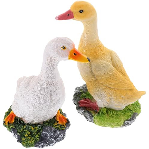 TOYANDONA 2 Pièces Figurines Résine Canard Décoratif Vivid pour Étang et Jardin Sculpture Résine Simulée Décoration de