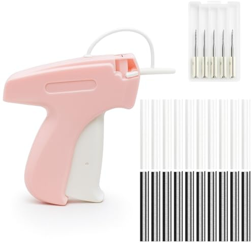 KELAV Pistolet à Étiquettes Professionnel,Machine à Étiqueter pour Vêtements,Avec 5 Aiguilles de Rechange et 2000 Attaches (1000 Blanc & 1000 Noir),Pour Étiquettes de Prix,Marques,Pour Textile etc.