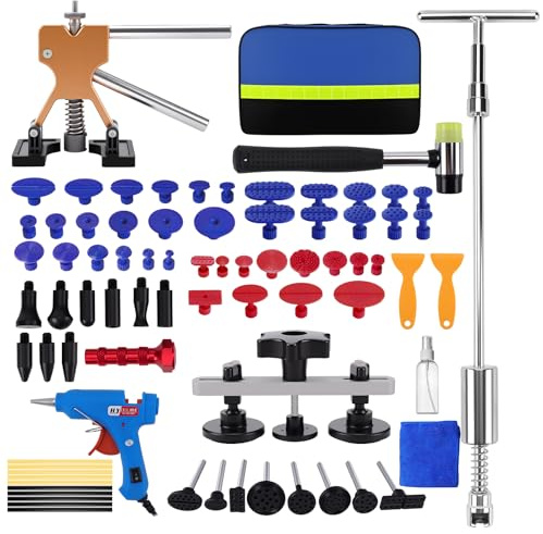 KAOLALI Tirabolli per Carrozzeria, Kit di 78 Estrattore per Ammaccature Senza Vernice, Ventosa Carrozzeria, Tira Bolli da Carrozzeria, per Auto Rimozione Ammaccature su Veicoli/Portiere