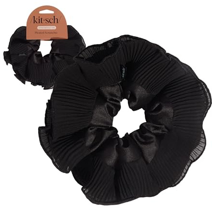 Kitsch Pleated Scrunchie for Women - No Crease Hair Ties No Damage, Stylish and Comfortable Fabric Ponytail Holders for Everyday Hairstyles & Spooky Season Looks | Ideal Gifts for Women - 1pc