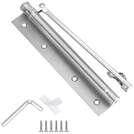 HASLED Automatischer Türschließer Edelstahl, Verstellbarer Türschließer für Gartentor und Innentüren bis 30 kg, mit Federmechanismus für Home, Hotel und Büro