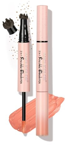 Anglicolor Penna blush per lentiggini,Pennarello per lentiggini finte 2 in 1,fard liquido rosa tenue,naturale,realistico,impermeabile,a lunga durata,ad asciugatura rapida (01 LIGHT)