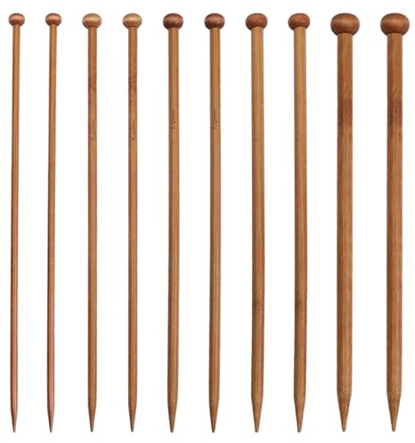 10 Pcs Knitting Needles Set Wooden Knitting Pins Bamboo Knitting Needles 5mm 6mm 7mm 8mm 10mm Smooth Light for Women and Men Beginners and Experienced Crafters Alike Family Indoor Outdoor Textile