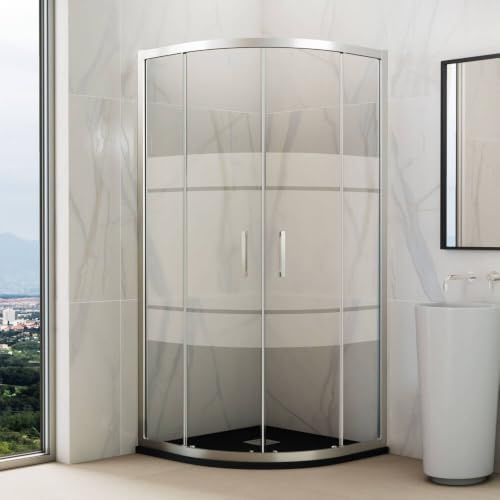 GME - Mampara Semicircular Ducha 90x90cm Cromo | Mampara con Perfilería de Aluminio y 195cm de Altura | Cristal Templado 6mm Antical y Cierre Magnético