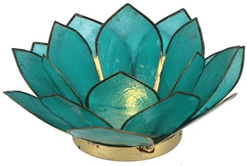 GURU SHOP Lotus Teelicht Muschel 14x6 cm - Türkis