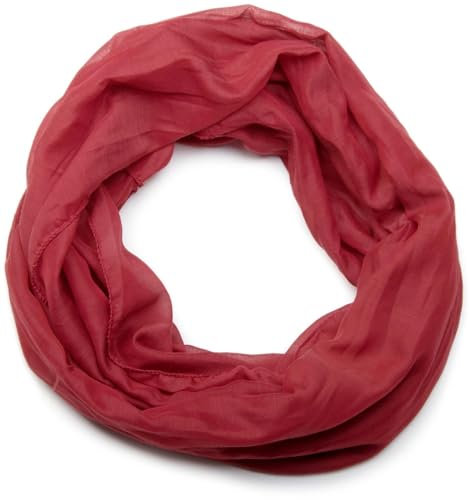 styleBREAKER leichter unifarbener Loop Schlauchschal | Sommerschal aus fließendem Material | Seidiges Halstuch für Damen & Herren | Weich, Luftig & Modisch | 77 x 46 cm, Farbe:Weinrot