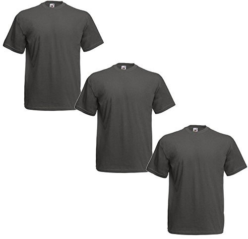 Fruit of the Loom Men's Valueweight Tee-3 Pack T-Shirt, Grey (Light Graphite 0), Large (Size:Large) (Pack of 3)