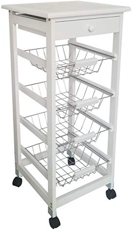 Mueble Gestion Carro de Cocina, Verdulero con Ruedas Bahia 2 Blanco