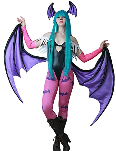 miccostumes Women's Costume Evil Cosplay Leotard Fullset With Wings Leggings(M)