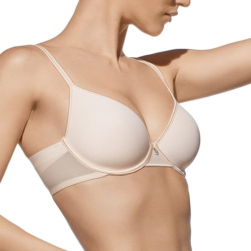 Selene, Sujetador para Mujer con Banda Cruzada Transpirable, con Aros y Copas Acolchadas, Colección Victoria, Color Rosa, Talla 95B