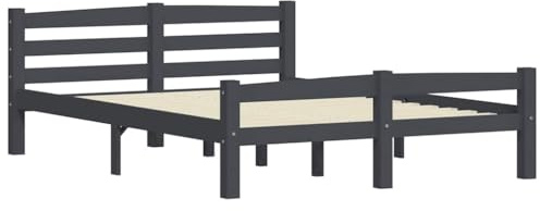vidaXL Giroletto Senza Materasso Grigio Scuro 120x200 cm Legno Pino, Telaio Letto, Letto, Base Letto, strutture Letto, Struttura Letto in Legno