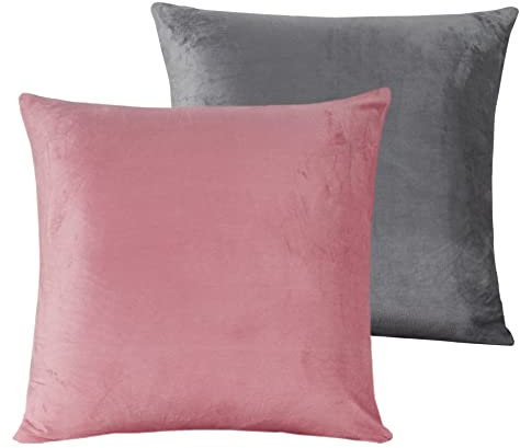 Damier Plüsch Kissenbezug 40x80cm Winter Flauschig Cashmere Touch Kissenhülle Rosa Grau Flanell Biber Plüschkissen 2er Set Kopfkissenbezug im Umschlagstil