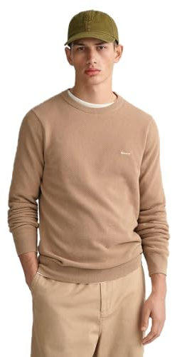 Gant Herren Cotton Pique C-Neck Pullover, Dark Khaki, XXL