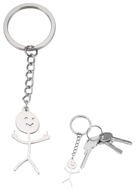 Schlüsselanhänger Lustig,Auto Schlüssel Kleine Anhänger Lustige Geschenke Mittelfinger Kleiner Skeleton Mann Smiley Witzig Schlusselanhang,Nettes Middle Finger Schlussel,für Interessanter Keychain