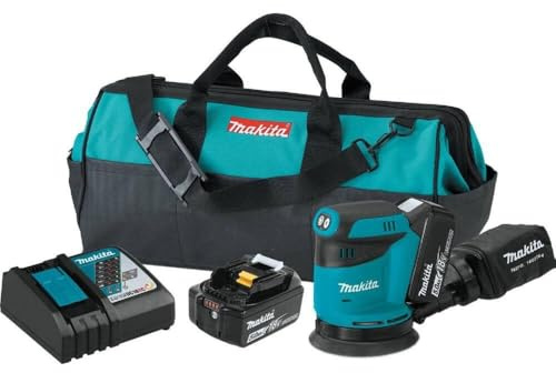 Makita XOB01-R 18V LXT Lithium-Ion 5 in. Cordless Random Orbit Sander Kit (3 Ah) (Renewed)