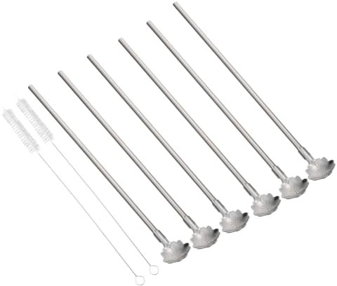 PAMINGONO 8 Pezzi Cucchiaio Di Paglia In Acciaio Inossidabile Cucchiai Per Mescolare Cucchiai In Acciaio Inossidabile Posate Per La Casa Cucchiai Da Dessert Cucchiai Di Paglia Cucchiai Per