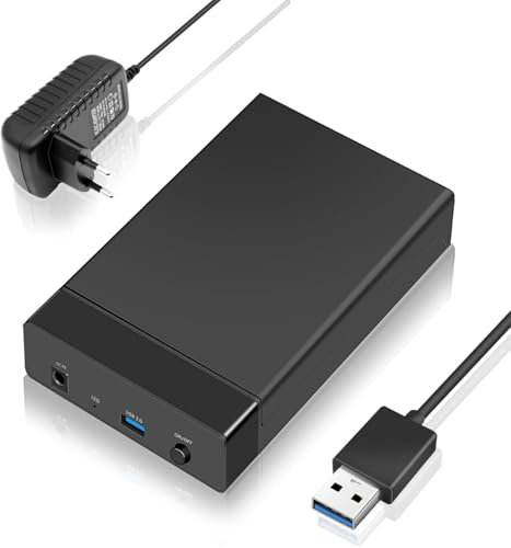 3.5 Festplattengehäuse - 5Gbps USB 3.0 zu SATA Externe Festplatte für 2.5 3.5 Zoll SSD HDD Gehäuse bis zu 16TB mit DC Power Adapter, Unterstützung UASP, Ultimative Wärmeableitung