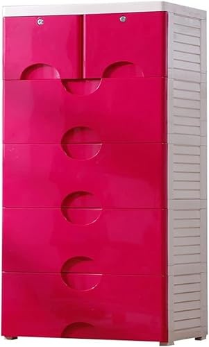 ZGSSOPTU Plastic Storage Box Environmental Protection Organize Lockers Children's Wardrobe Cabinet(Rose Red,6 layers)