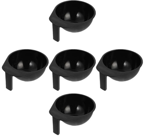 balacoo Set 5 Ciotole per Tinta Chioma in Abs Nero, Riutilizzabili e Facili da Trasportare, per Impiego in Salone e Miscelazione Professionale della Tinta