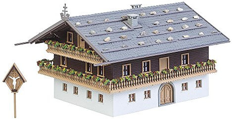 Faller FA 130554 - Alpenhof, Zubehör für die Modelleisenbahn, Modellbau, 179 x 156 x 115 mm, Weiß, Grau und Braun
