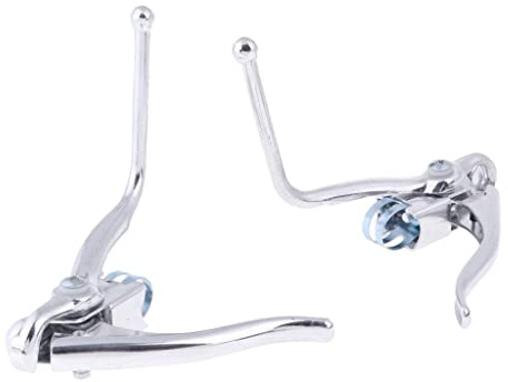 P Prettyia 1 Pair Road Bike Racing Bicycle Dual Handle Brake Levers for 22mm Handlebar Fixed Gear Bent Drop Bar Cycling Replacement