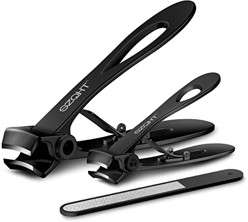SZQHT Extra Wide Jaw Opening Nail Clippers for Thick Nails Cutter for Ingrown Toenail Clippers & Fingernails Manicure Set,Pedicure Kit,Men & Women(Black)